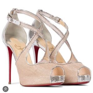 Christian Louboutin Mariacar Mesh Nude Leather Sandals 120 - Size 39.5